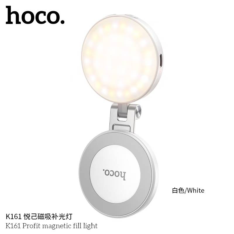 3-in-1 Magnetic Selfie Fill Light – HOCO K161 Phone Stand & Mirror