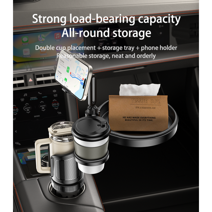 Yesido C274 720° Rotating Phone Mount – 4-in-1 Multifunctional Car Cup Holder