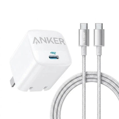 Anker 30W fast charger adapter with USB-C cable in retail packaging
