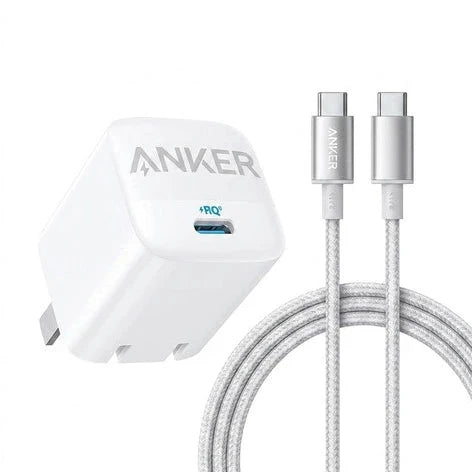 Anker 30W fast charger adapter with USB-C cable in retail packaging
