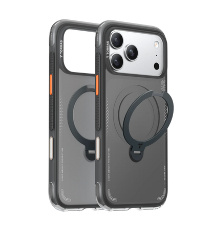 TORRAS Ostand Q3 Air case for iPhone 17 Pro Max with 360° rotating stand and MagSafe support.
