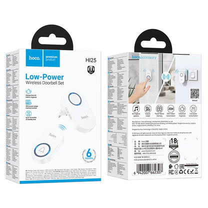 HOCO HI25 Wireless Doorbell – 60 Chimes | 150m Range | Smart Door Chime