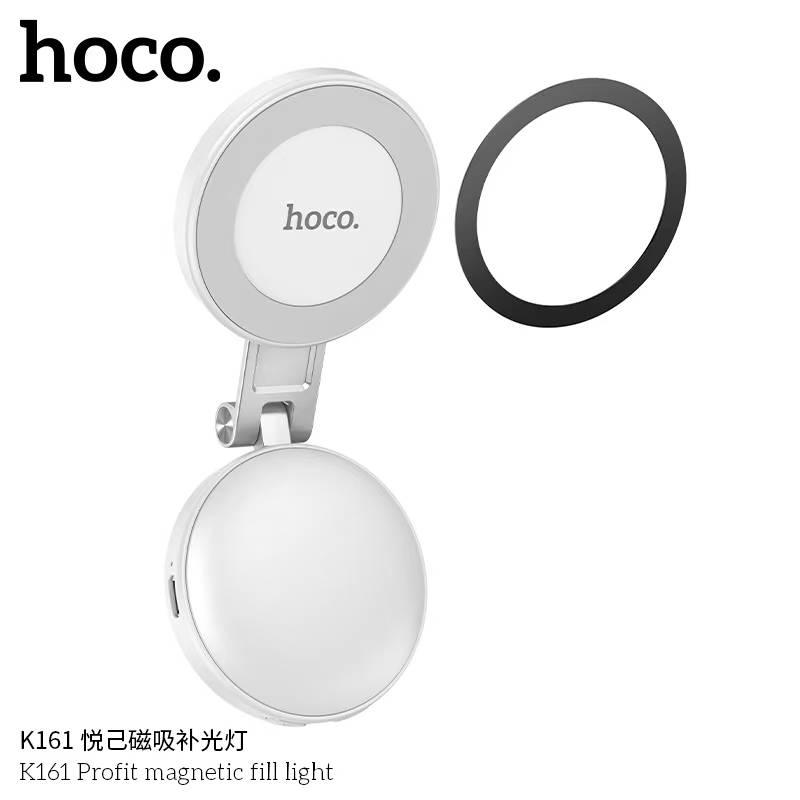 3-in-1 Magnetic Selfie Fill Light – HOCO K161 Phone Stand & Mirror