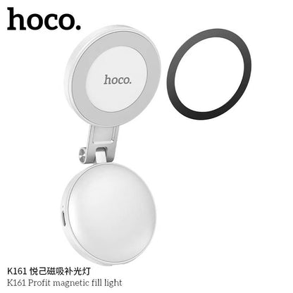 3-in-1 Magnetic Selfie Fill Light – HOCO K161 Phone Stand & Mirror