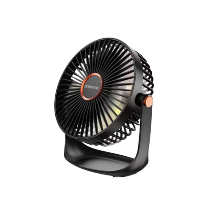 BOROFONE DBF02 desktop fan with LED light on desk
