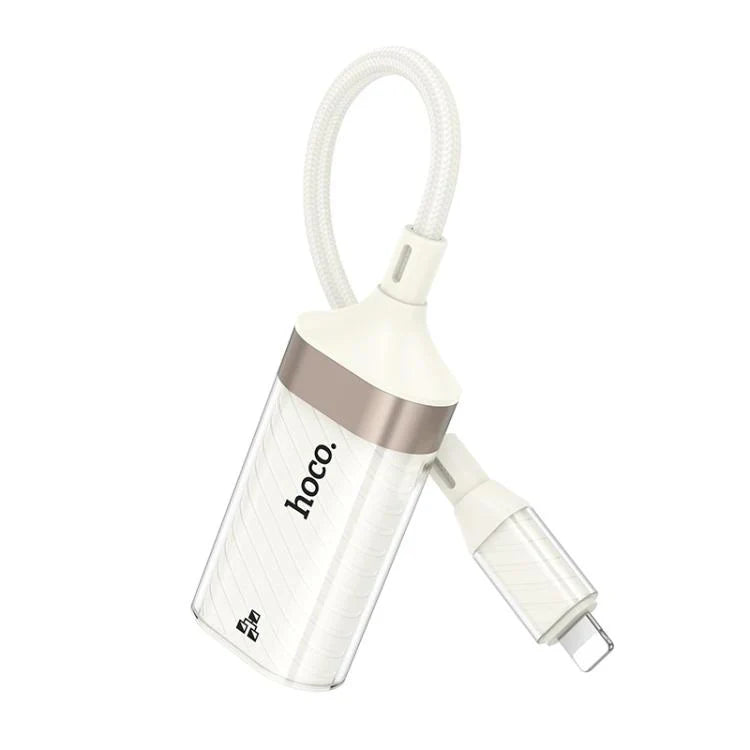 Hoco Crystal Ethernet adapter with Lightning connector and RJ45 port
