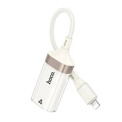 Hoco Crystal Ethernet adapter with Lightning connector and RJ45 port
