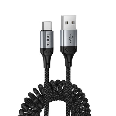 HOCO X121 Nuevo USB-A to Type-C Spring Braided Cable Black