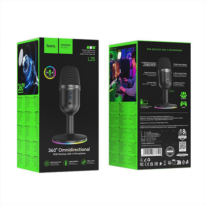 Desktop RGB microphone HOCO L25 for podcast, gaming, and meetings
