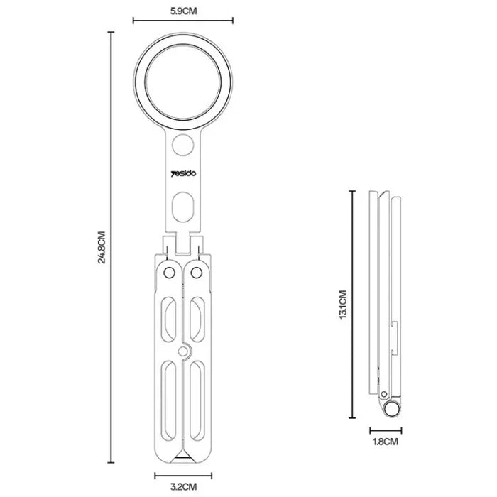 Yesido C231 tripod legs open with phone attached