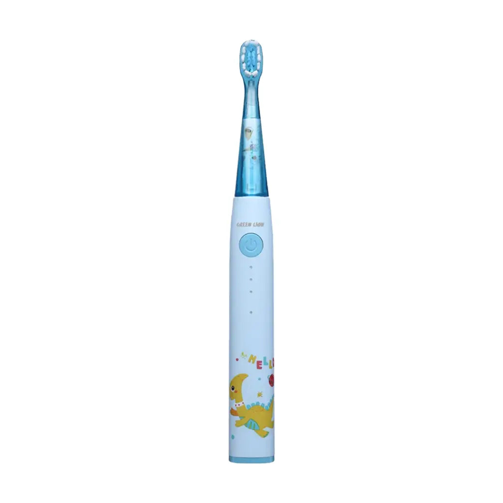 Green Lion kids electric toothbrush with colorful design and LED lights