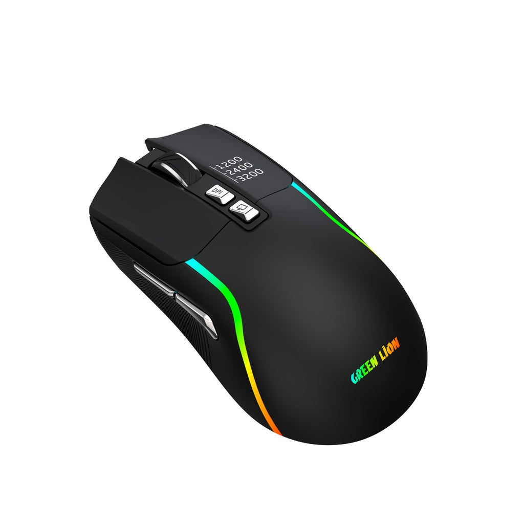 Green Lion Rechargeable Gaming Mouse – High-Precision Wireless RGB
