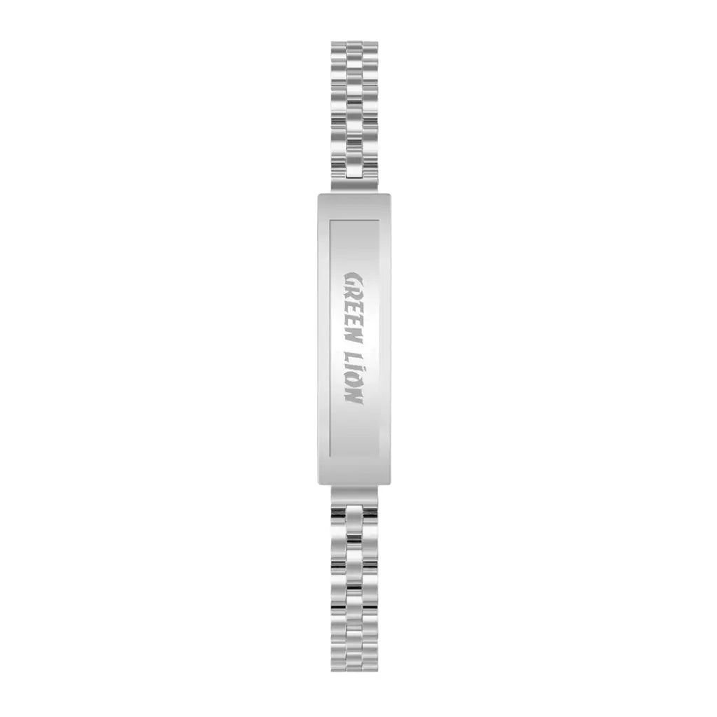 Green Lion Smart Bracelet with zinc alloy case on wrist display.
