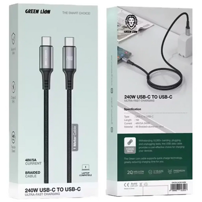 Ultra fast charging USB-C cable with braided design
