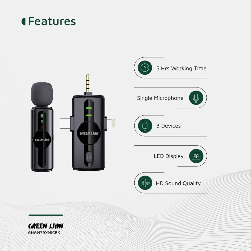 Green Lion 3-in-1 Noise Cancellation Microphone GM-79X