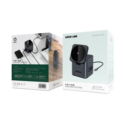 Green Lion 9-in-1 Hub Docking Station – USB Expansion & Multi-Port Adapter