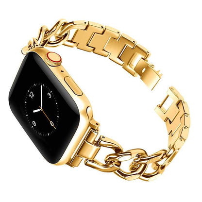 Green Lion Bella Watch Band attached to smartwatch, highlighting adjustable fit.

