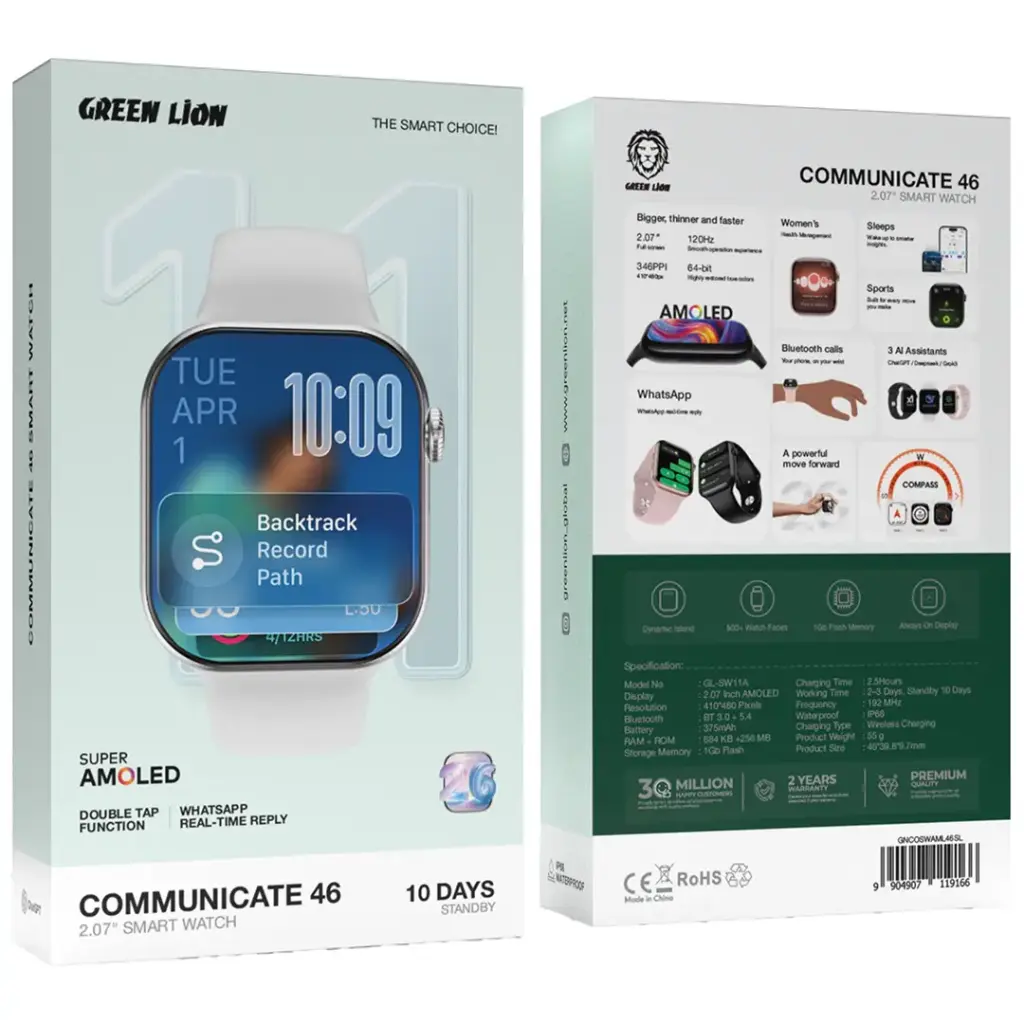 Green Lion Communicate 46 Smart Watch – WhatsApp | Amoled screen