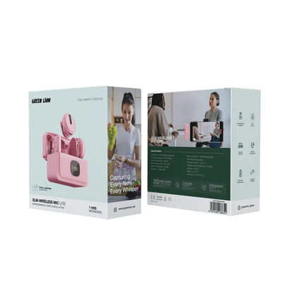 Green Lion dual wireless microphone set with charging case and display