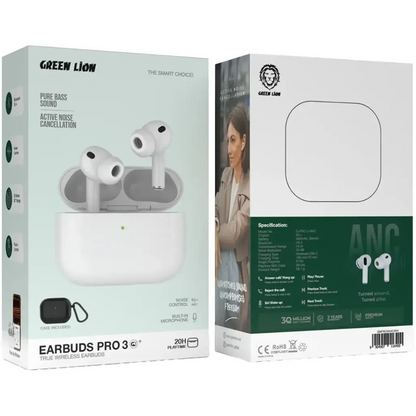True wireless earbuds with charging case and ANC by Green Lion
