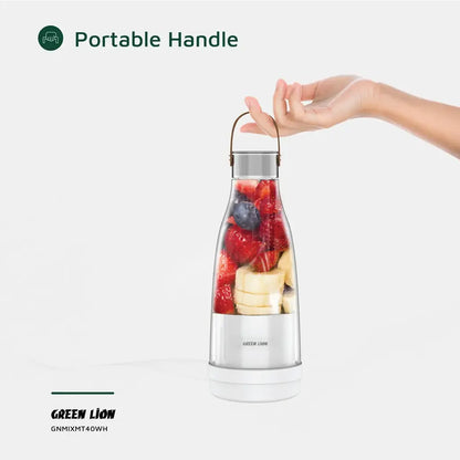 Green Lion Mixmate Juicer with USB charging and detachable cup.
