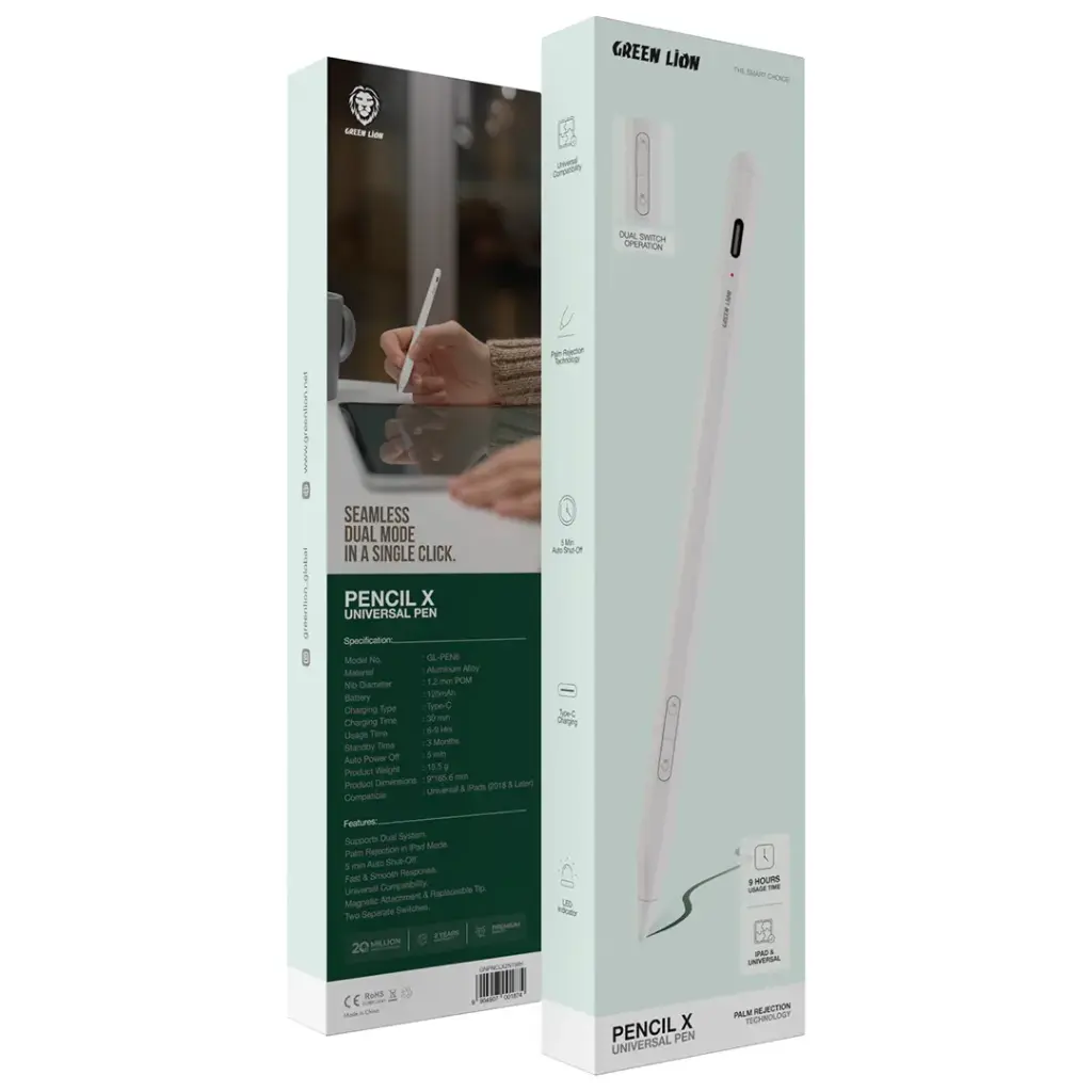 Green Lion Pencil X Universal Pen & iPad – Precision Stylus & Writing Tool - Palm Rejection