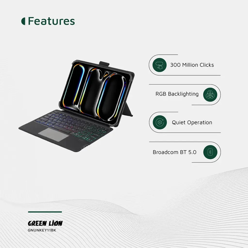 Green Lion Universal Smart Keyboard Case (Arabic & English) - Black