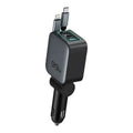 Green Lion Retractable 99W Car Charger - Black