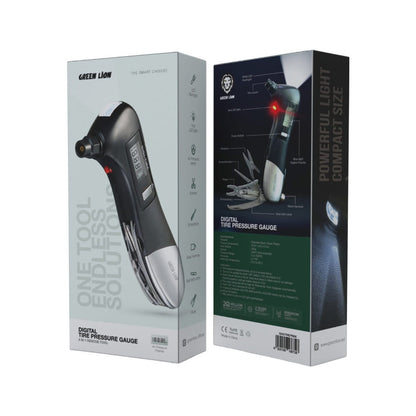 Green Lion Digital Tire Pressure Gauge 9-in-1 Rescue Tool - PSI Accuracy