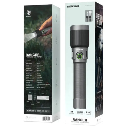 Green Lion Ranger Portable LED Torch - Gray
