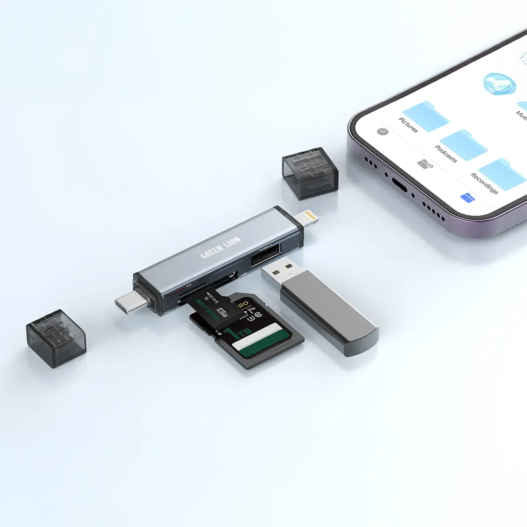 Green Lion card reader portable design with keychain attachment