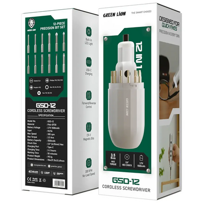 Green Lion GSD-12 Cordless Screwdriver - Grey in hand