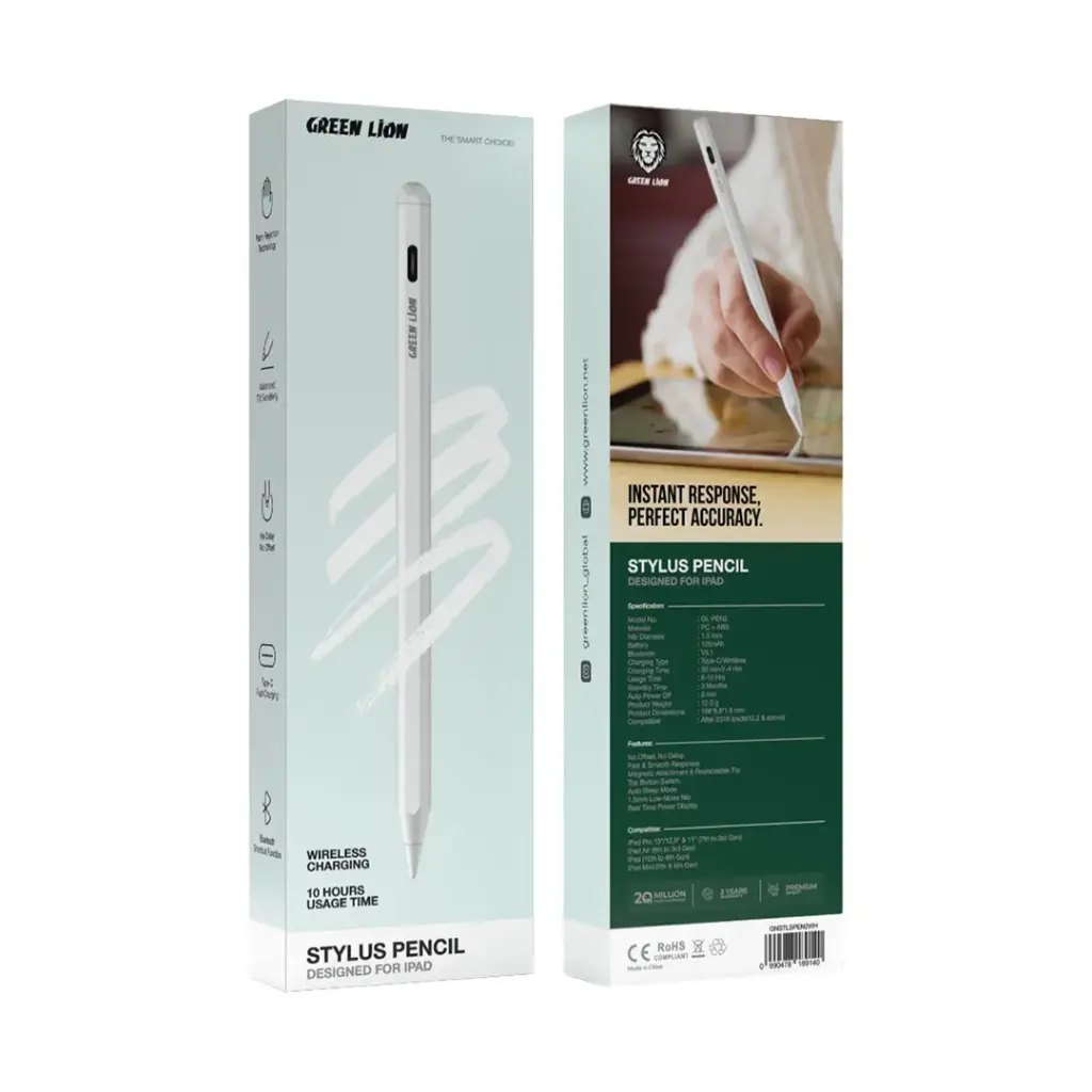 Green Lion Stylus Pen Pro – Precision iPad Stylus with Palm Rejection & Tilt Sensitivity & Wireless Charging