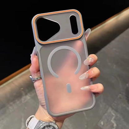 Transparent magnetic phone case with camera lens cover
