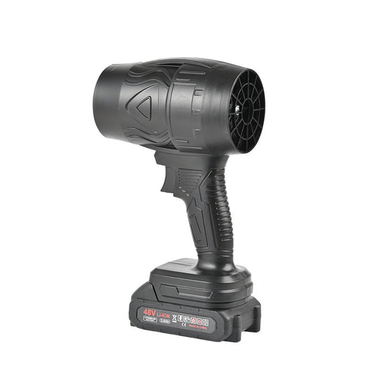 48V portable cordless dust cleaner with 2 rechargeable lithium batteries included, front view showing body and nozzle
