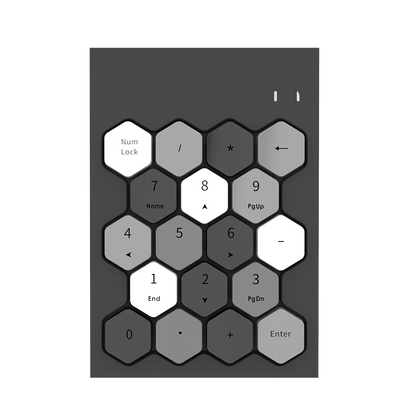 MOFii SK-660AG wireless numeric keyboard with hexagon keys.
