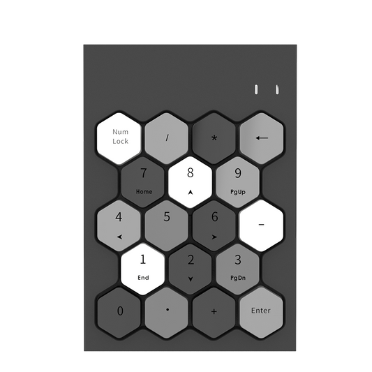 MOFii SK-660AG wireless numeric keyboard with hexagon keys.
