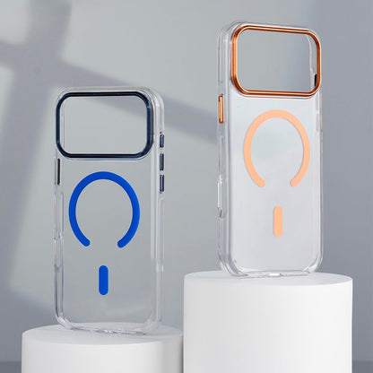 Transparent MagSafe plastic case with colored magnetic ring
