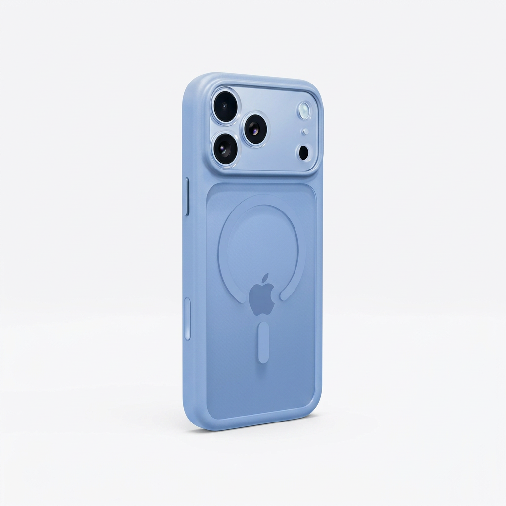 Frosted MagSafe case with full camera frame on iPhone