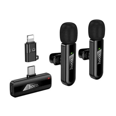 HOCO L20A Dual Lavalier Microphone – USB-C & Lightning