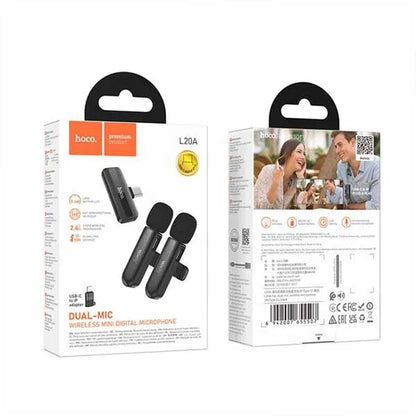 Hoco L20 Dual Microphone – Two-Person Recording Mic for iPhone & Android