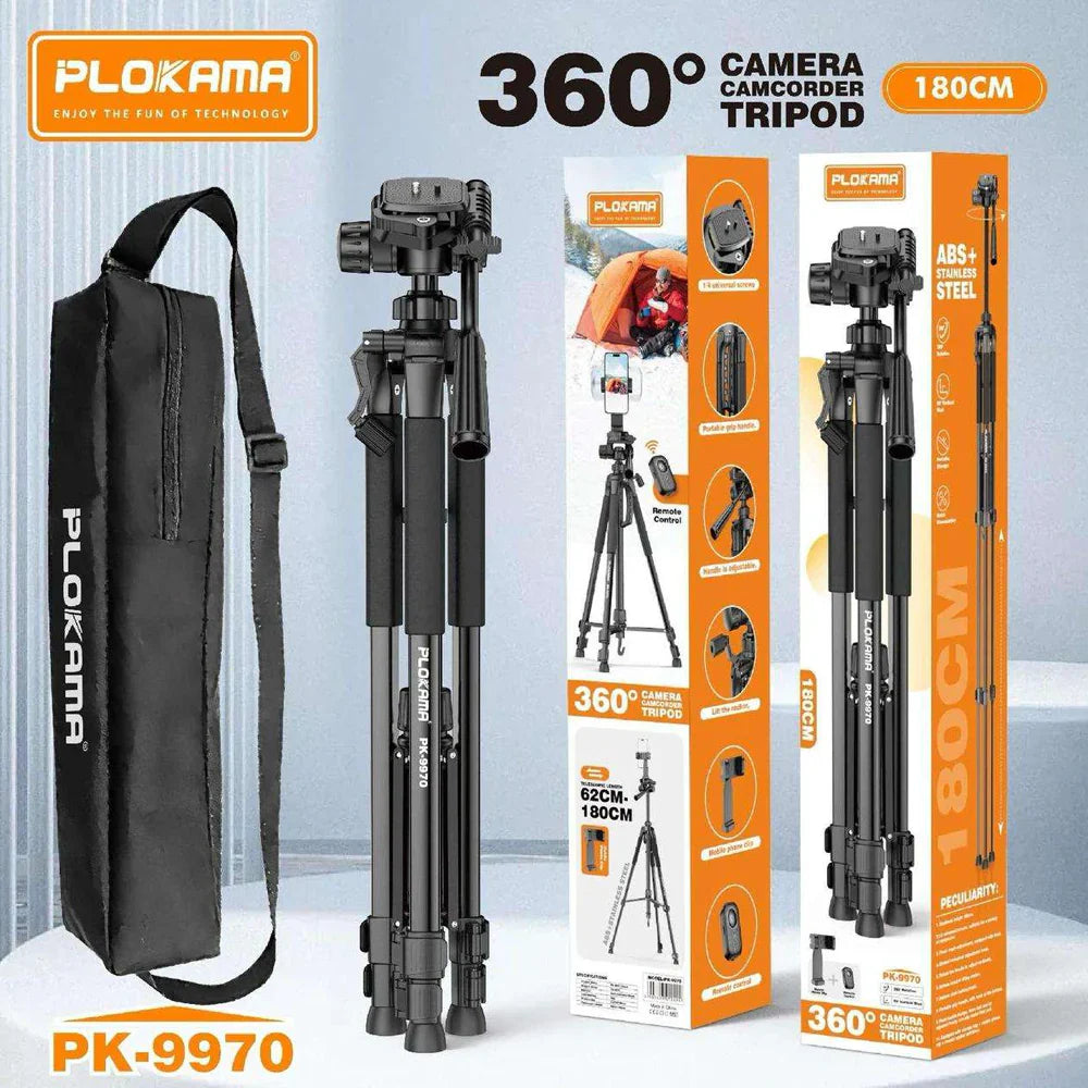Wireless remote control included with Plokama PK-9970 mobile tripod
