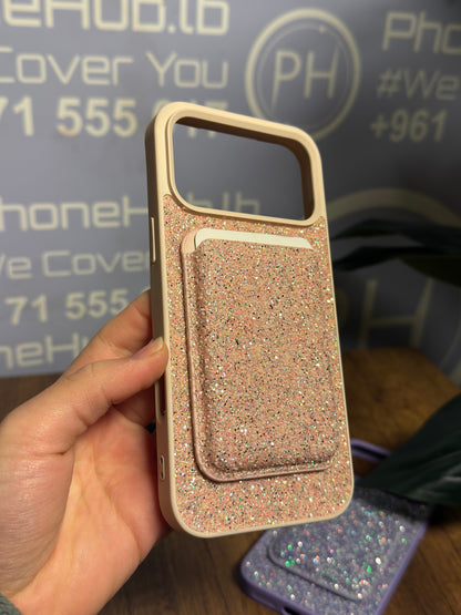 Glitter MagSafe Case with Magnetic Wallet