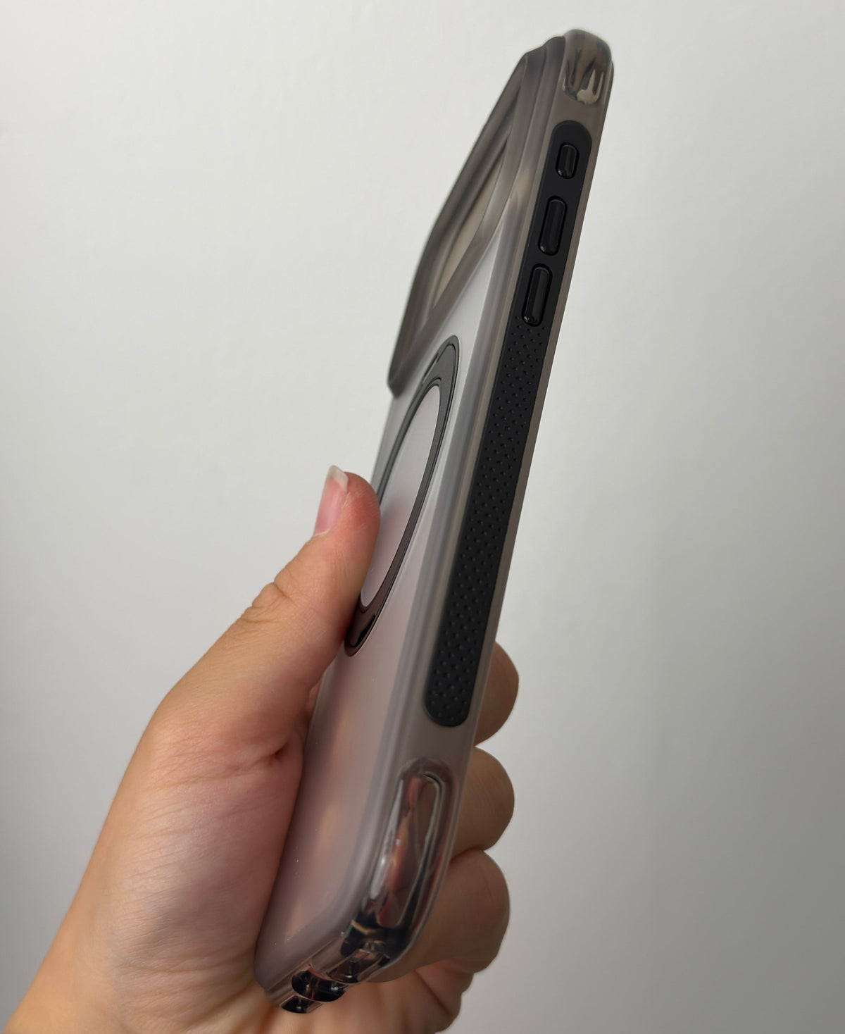 DKG shockproof case - ring stand folded out to prop the phone up