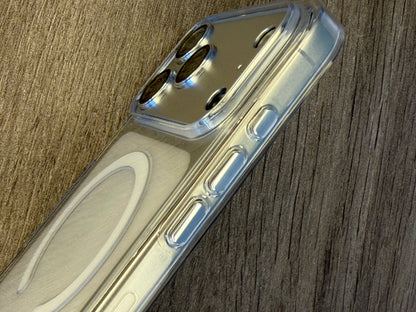PULOKA Magsafe Clear Case Rubber Edges | Plastic Back | Aluminum Buttons