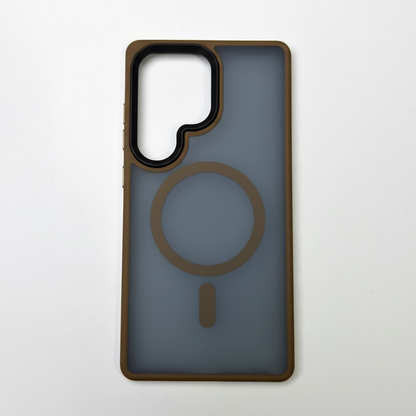 Brown MagSafe Matte Case for Samsung Galaxy S25 Ultra – Magnetic Cover