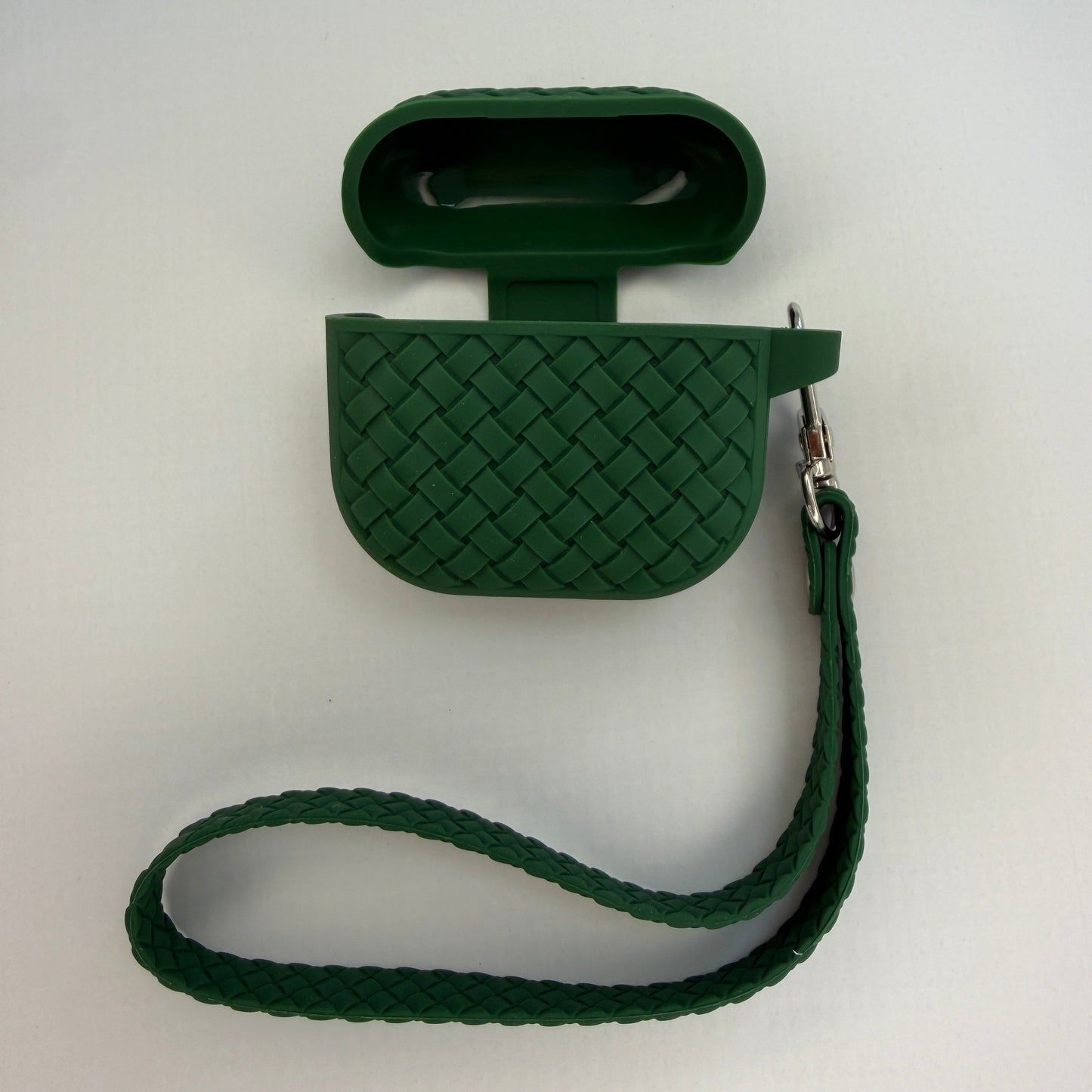 Soft silicone AirPods 4 case with portable lanyard and charging port access.
