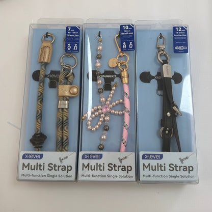 X-Level Multi Strap phone lanyard with adjustable rope design and metal clip.
