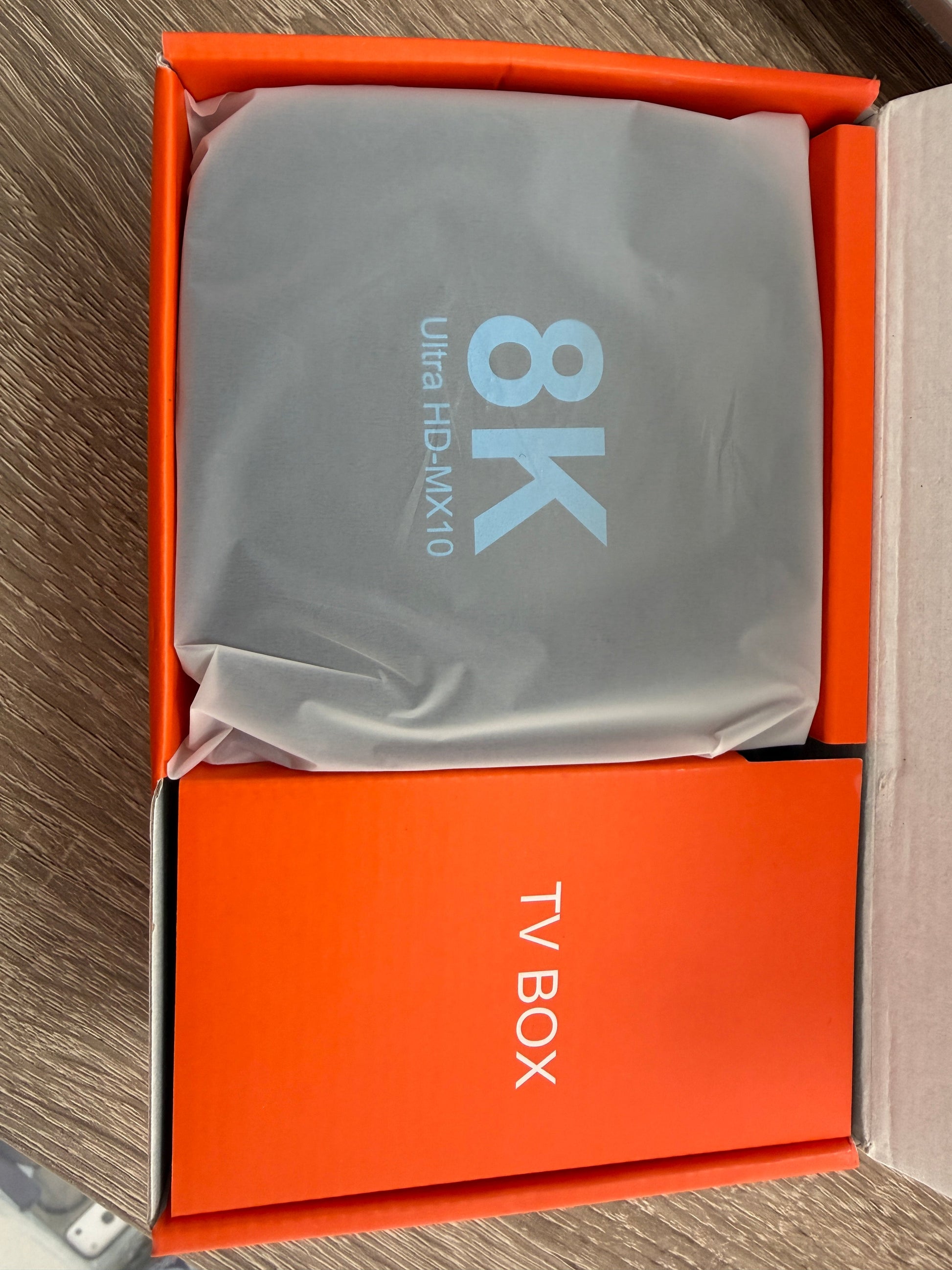 MX Box S Android TV box with remote control and HDMI connectivity
