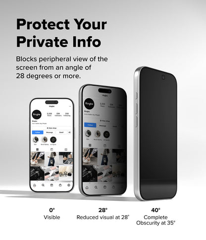 Privacy filter – side angle visibility blocked at 40 degrees